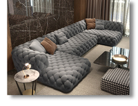 Canapé d'angle Chesterfield en velours moderne 7 places en forme de U, collection Winforce Factory Wholesale pour salon