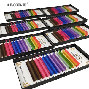 Abonnie Eyelash Extensions 0.07 C <b>D</b> Mixed Colors 10-15mm Premium Soft Single Strand Manual Crafted - Product Image 1