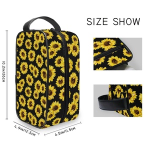 Promotion Women Beauty Double Zipper Custom Logo Wash Bag Sunflower Portable Makeup Cosmetic Bag - Product Image 4