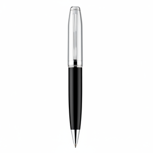 Penna a Sfera in Metallo Cromato Lucido con Logo Personalizzato, Design Originale, Larghezza di Scrittura 0.7mm e 1.0mm, Penna Promozionale - Product Image 2