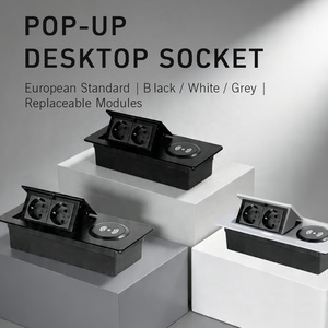 Modules de prises doubles allemandes et doubles ports réseau <span class=keywords><strong>RJ45</strong></span> pour mobilier de bureau de salle de réunion, norme UE, avec <span class=keywords><strong>prise</strong></span> de bureau escamotable - Product Image 2