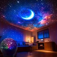 Lampe de projection LED moderne avec effets ciel étoilé et aurore boréale, alimentée par batterie, lumière d'ambiance pour chambre à coucher, design de projection RGB