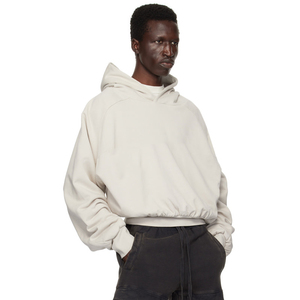 Crop top streetwear pour homme, coupe carrée, effet usé, uni, double épaisseur, personnalisable, en mélange polyester/coton épais, brodé, pour l'hiver - Product Image 4