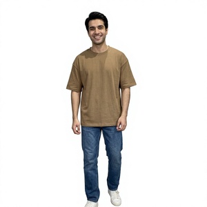 Venta al por mayor Heavyweight Tee Camiseta de cuello redondo 385 GSM 100% Cotton Plain Camiseta de gran tamaño para hombres - Product Image 1