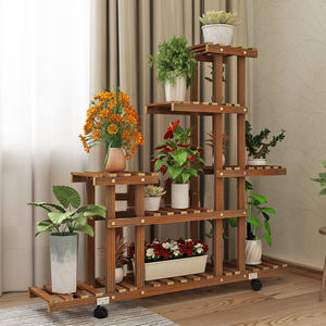 Étagère à fleurs en bois massif <span class=keywords><strong>pour</strong></span> salon, multi-étages, balcon intérieur, étagère à pots <span class=keywords><strong>de</strong></span> fleurs du sol au plafond, étagère ménagère - Product Image 2