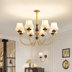 Lámpara Colgante LED de Estilo Retro Americano, de Nogal y Latón, con Globos de Vidrio Opal, Altura Ajustable, para Sala de Estar - Product Image 3