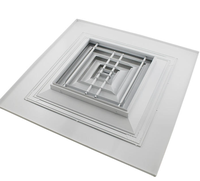 Diffuseur d'air carré réglable 4 voies à cadre large en aluminium pour plafond, pour systèmes CVC industriels modernes