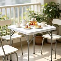 Table à manger pliante en fer et plastique au design moderne, best-seller, mobilier d'hôtel, pour mariages et événements extérieurs, vente en gros pour la restauration