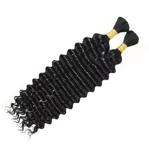 Precio al por mayor de fábrica de onda profunda a granel <span class=keywords><strong>Ahir</strong></span> trenzas sin nudos 10a grado sin trama cabello humano saludable para trenzas de caja Bohemia - Product Image 2