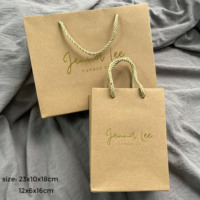 Sac cadeau en papier kraft avec logo personnalisé en feuille d'or, poignée en corde, emballage pour bougies, sac en papier pour vêtements et cosmétiques