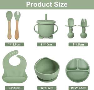 Juego de Alimentación de Silicona de Grado Alimenticio al por Mayor, Juego de 6 Piezas para Bebé con Cuchara, Plato y Babero - Product Image 3