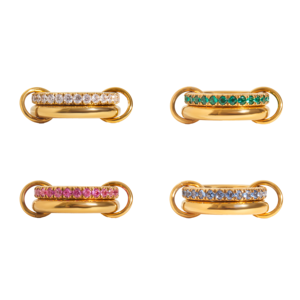 N & S Bague élégante double couche en acier inoxydable or 18K Zircon blanc <span class=keywords><strong>Pierre</strong></span> <span class=keywords><strong>précieuse</strong></span> Taille 7 Bijoux de mode classiques empilables pour cadeaux - Product Image 6