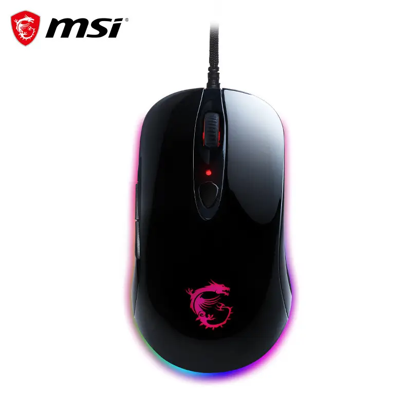 MSI DS102 RGB V2 Gaming Mouse Wired RGB Streamer Faith Dragon Soul Lamp Gaming Mouse Chicken Mouse Custom Macro 10000DPI Black