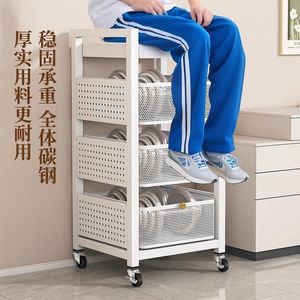 รถเข็นเก็บของ 4 ชั้น พร้อมล้อเลื่อน สำหรับหนังสือและขนม รถเข็นครัว - Product Image 3