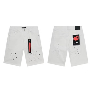 Fashion Spray Paint Embroidered Mid <strong>Waist</strong> Denim Shorts <strong>Men</strong> Vintage Washed Distressed Loose Fit Casual Streetwear <strong>Jean</strong> - Product Image 4