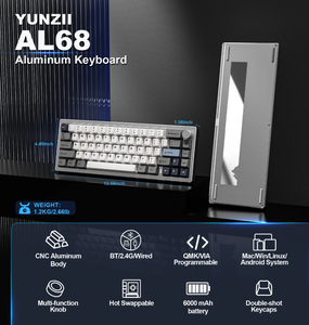 Yunzii <span class=keywords><strong>ค</strong></span>ีย์บอร์ด AL68 qmk ผ่านแบบกลไกไร้สาย65% ปะเก็นเมาท์คีย์บอร์ดเล่นเกมอลูมิเนียมแบบ swappable RGB backlit - Product Image 3