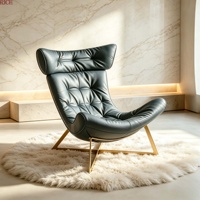 Fauteuil inclinable moderne en similicuir PU avec dossier haut et base en métal doré, idéal pour appartement, salon, bureau, hôtel, salon de coiffure, hall d'entrée