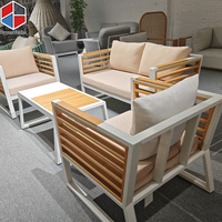 Ensemble de table basse de jardin en aluminium anti-rouille de style moderne, 4 places