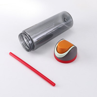 Aangepaste 750Ml Transparante Beker Grote Capaciteit Sportgym Plastic Waterfles Buiten Dubbele Drinkstro Beker Met Handvat