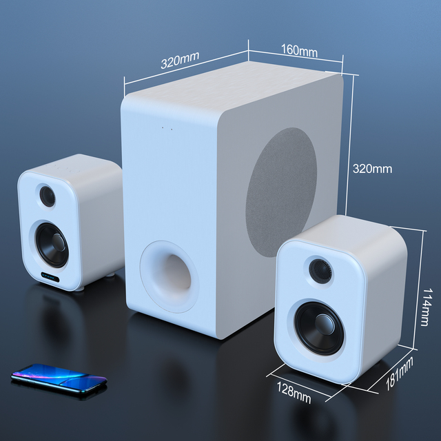 2.1 Gaming Speakers 120W 6.5 Inch Subwoofer with for AUX USB Inputs Apt-X Supported 300W Max Power for Home Audio