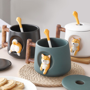Taza de Café de Cerámica con Asa de Madera con Diseño de Animales en <span class=keywords><strong>3D</strong></span> Personalizada, Tendencia 2025, para Regalo - Product Image 2
