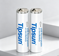 Batterie lithium rechargeable AA 1,5 V Tipsun 2300 mWh, charge rapide USB Type-C, 1200 cycles