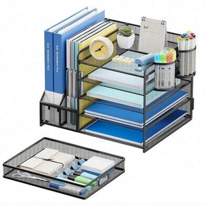 Metal Desk Organizer with Sliding Drawers Office Supplies Accessories <b>Storage</b> <b>File</b> and Pen Holder for Jewelry Use - Product Image 4