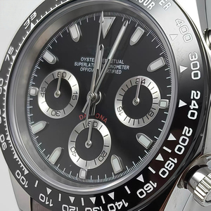New 39mm <b>Men</b> Quartz Chronograph <b>Watch</b> <b>Black</b> Enamel Dial Sapphire Glass VK63 Movement - Product Image 2