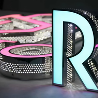 Lettres en acier inoxydable rétroéclairées par LED, effet halo, lettres en relief 3D, lettres de logo personnalisées pour hôtel, restaurant, devanture de magasin