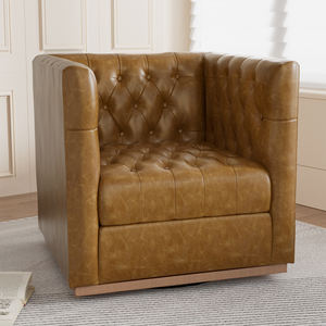 PU <b>Leather</b> 360 Swivel Modern Accent <b>Chair</b> Tufted Design Thickened High-Density Cushion Waterproof Eco-Friendly Bedroom <b>Living</b> - Product Image 6