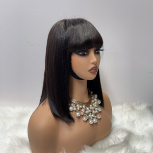 3x1 dentelle Cheveux raides synthétiques faits à la machine avec franges et tresses Boho - Product Image 1