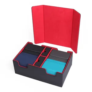 Maxjoy özelleştirilmiş ticaret mukavva oyun kartı güverte kutusu deri Flip kart toplama güverte kutusu MTG
