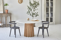 Ensemble de table de salle à manger en ardoise naturelle, 6 places, en bois massif, style nordique, japonais