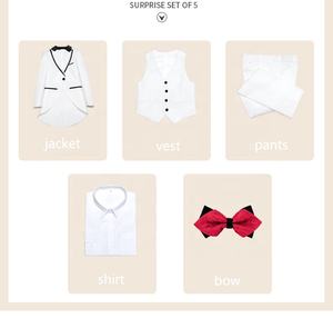 Enfants smoking porter Style moderne Western passerelle <span class=keywords><strong>blanc</strong></span> 5 pièces grand garçon fête de mariage hôte garçon costumes - Product Image 6