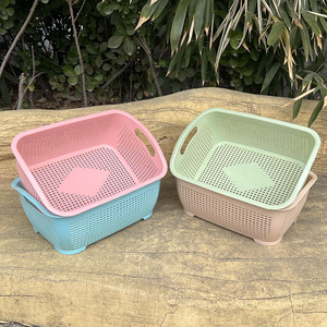 <b>Rectangular</b> Plastic Storage <b>Basket</b> With Handles Mixed Color PP Material For Neatening And Storage - Product Image 3