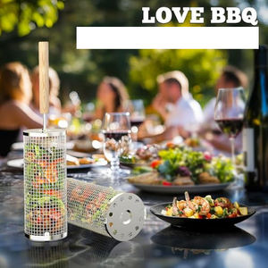 2個<span class=keywords><strong>304</strong></span>ステンレス鋼ローリンググリルバスケット取り外し可能木製ハンドルネスティンググリルネットBBQアクセサリー屋外料理用 - Product Image 6