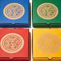 Boîte à pizza à emporter jetable avec impression de logo personnalisé, boîte à pizza orange, emballage en carton de qualité alimentaire, livraison de pizza pour restaurant