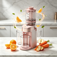 OEM Citrus- en groentesapcentrifuge met gaasfilter, slowjuicer, krachtige DC-motor, eenvoudig te reinigen, hoge opbrengst, sapcentrifuge met aangepaste logo's