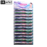 Brosse à dents jetable personnalisable pour adultes avec manche en plastique, poils moyens, pour soins bucco-dentaires à domicile (ODM/OEM)