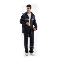 Imperméable réfléchissant pliable bleu marine de haute qualité imperméable vêtements de pluie pour une personne respirant Durable bandes réfléchissantes Tours