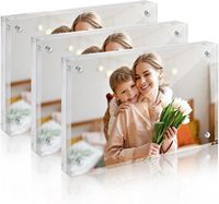 Cadres photo en acrylique 4x6, double face, magnétiques, transparents, 1 paquet |   Support de présentation minimaliste en lucite pour bureau/plateau de table, horizontal/vertical