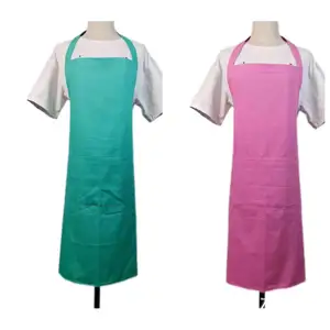 Custom Logo Bib Apron Cotton Kitchen Chef Recycled Yarn Dyed Sleeveless With 2 Pockets For Cleaning Use Custom Design