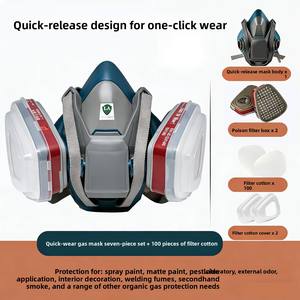 Masque à gaz demi-visage en silicone 6200 réutilisable et lavable avec filtre à <span class=keywords><strong>charbon</strong></span> <span class=keywords><strong>actif</strong></span> pour la peinture au pistolet et la sécurité industrielle - Product Image 5