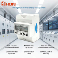 HONI HQ-WIFI-METER-4P WiFi Smart Three Phase Rail Energy Meter 100A AC 110V/220V 50/60Hz LCD Digital KWh Meter Pengukur Energi Berlebih