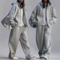Ensemble de sweat à capuche zippé gris surdimensionné pour hommes les plus populaires