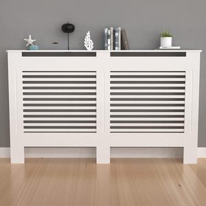Mueble para <span class=keywords><strong>Radiador</strong></span> de Madera MDF Blanco o Gris con Diseño Tradicional en Cruz (Rejilla Blanca, Grande) - Product Image 3