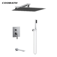 Bain d'hôtel avec ensemble de robinet de douche à corps dissimulé 3 voies pluie mitigeur à vanne intégrée Kit de douche pour salle de bain