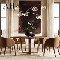 Table à manger en bois massif, chêne, base géométrique, table de salle à manger moderne, table de cuisine, chaises de salle à manger, maison, hôtel, restaurant