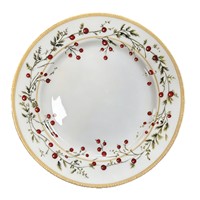 Assiettes de Noël en céramique de luxe avec bordure dorée, motif vintage de baies rouges, ensemble d'assiettes en porcelaine pour la décoration de table de fêtes et de mariages