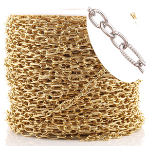 Chaîne torsadée en acier inoxydable 3 en 1, longue, à maillons ronds, pour collier, bracelet ou chaîne de sac DIY - Product Image 1